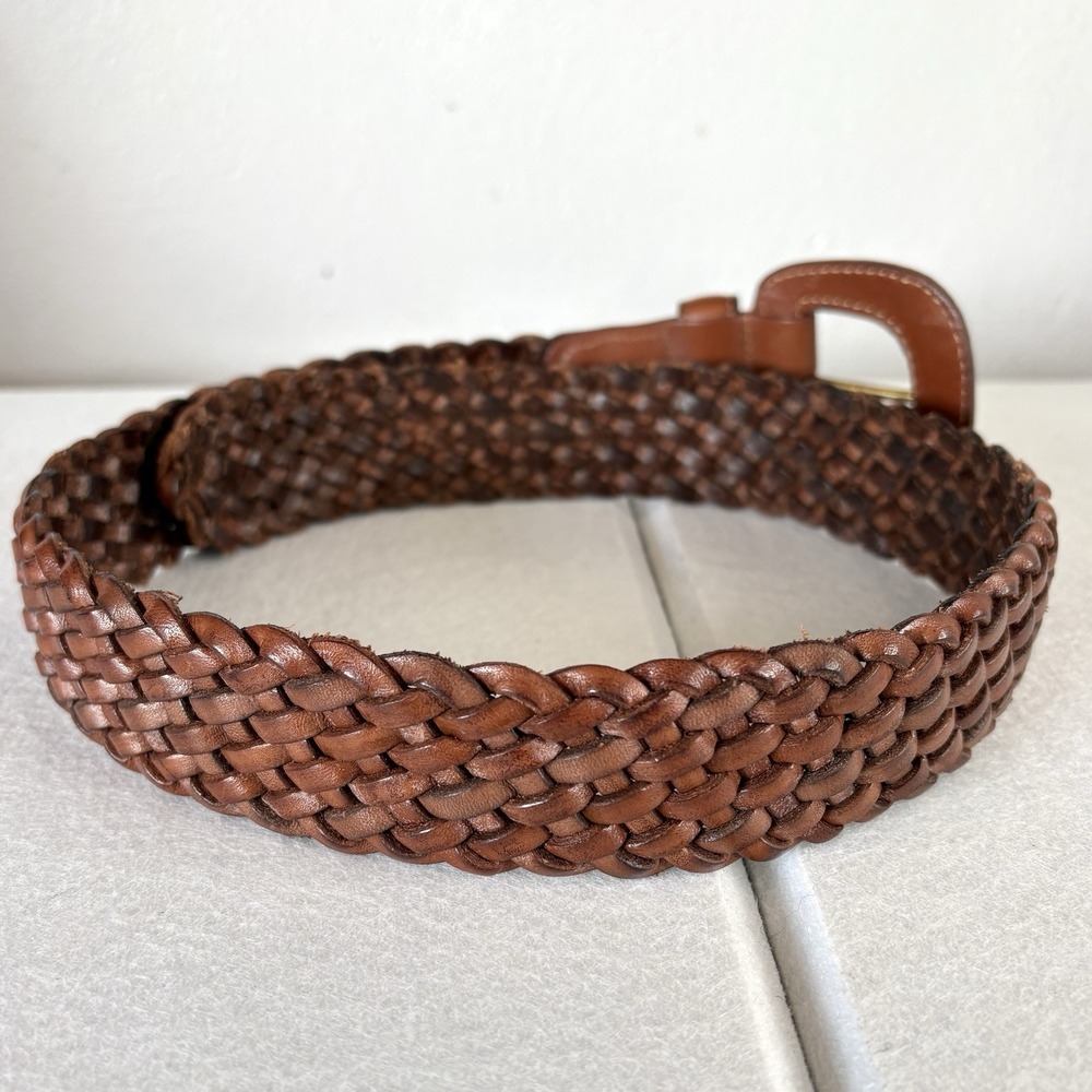 VTG Coach Leather Braided Belt 3851 S Preppy Woven Boho British Tan Buckle 31" L - Picture 6 of 9